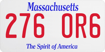 MA license plate 276OR6