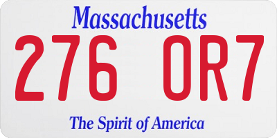MA license plate 276OR7
