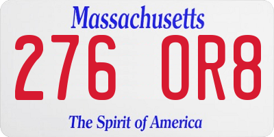 MA license plate 276OR8
