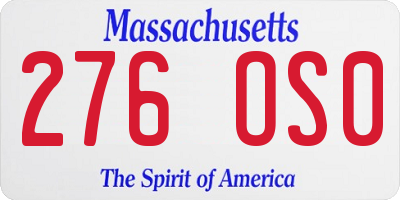 MA license plate 276OS0