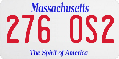 MA license plate 276OS2