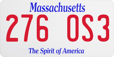 MA license plate 276OS3