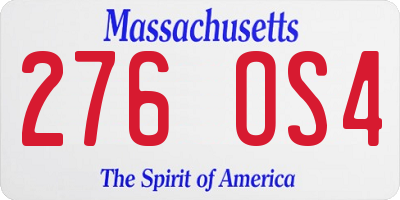 MA license plate 276OS4