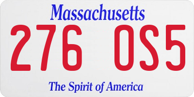 MA license plate 276OS5