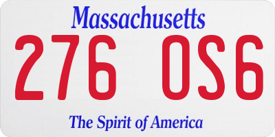 MA license plate 276OS6