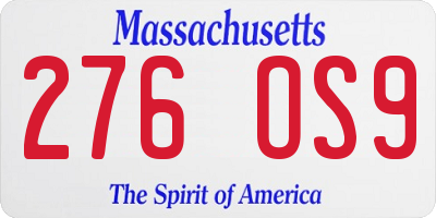 MA license plate 276OS9
