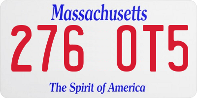 MA license plate 276OT5