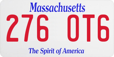 MA license plate 276OT6