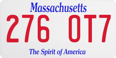 MA license plate 276OT7