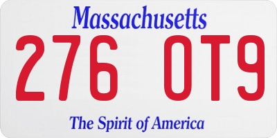 MA license plate 276OT9
