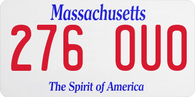 MA license plate 276OU0