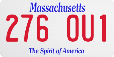 MA license plate 276OU1