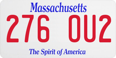 MA license plate 276OU2