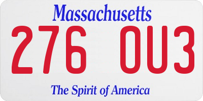 MA license plate 276OU3