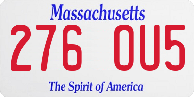 MA license plate 276OU5