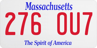 MA license plate 276OU7