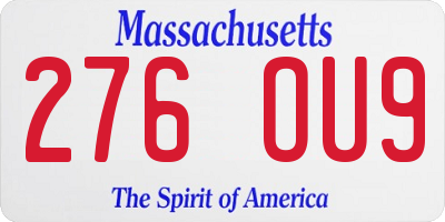 MA license plate 276OU9