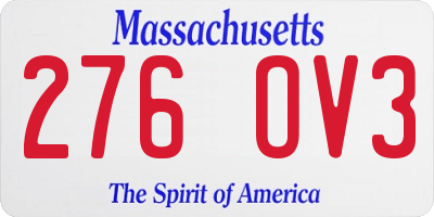 MA license plate 276OV3