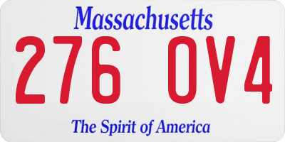 MA license plate 276OV4