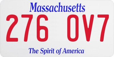 MA license plate 276OV7