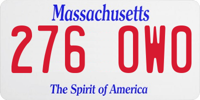 MA license plate 276OW0