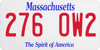 MA license plate 276OW2