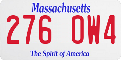 MA license plate 276OW4