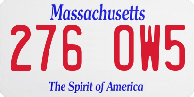MA license plate 276OW5