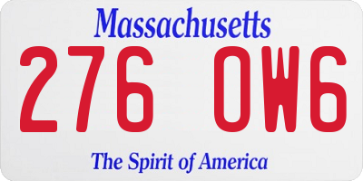 MA license plate 276OW6