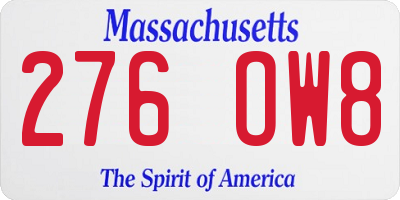 MA license plate 276OW8