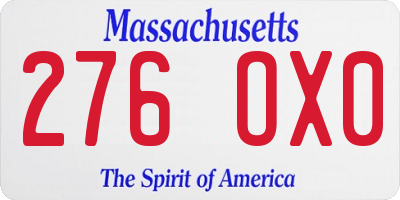 MA license plate 276OX0