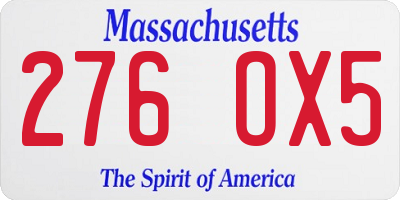 MA license plate 276OX5