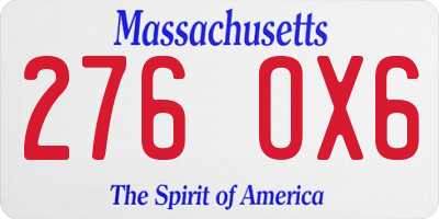 MA license plate 276OX6