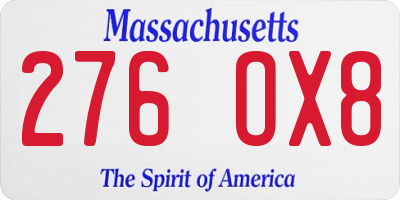 MA license plate 276OX8