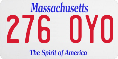 MA license plate 276OY0