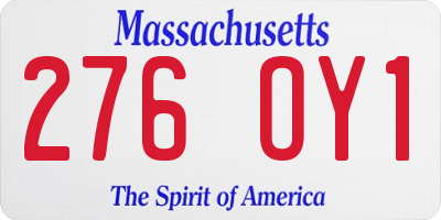 MA license plate 276OY1