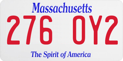 MA license plate 276OY2