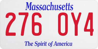 MA license plate 276OY4