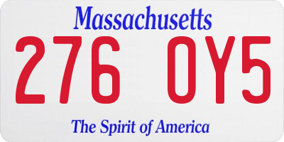 MA license plate 276OY5