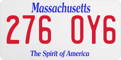 MA license plate 276OY6
