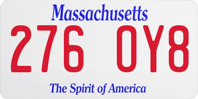 MA license plate 276OY8