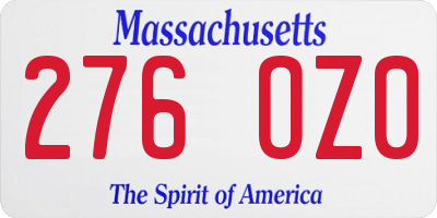 MA license plate 276OZ0