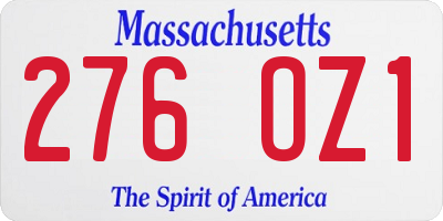 MA license plate 276OZ1