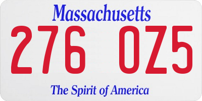 MA license plate 276OZ5