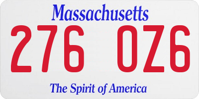 MA license plate 276OZ6
