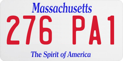 MA license plate 276PA1