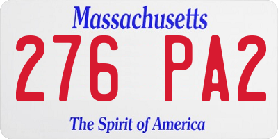 MA license plate 276PA2