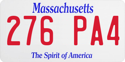 MA license plate 276PA4