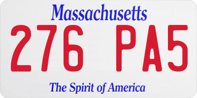 MA license plate 276PA5
