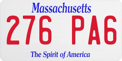 MA license plate 276PA6